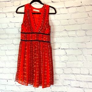 Abercrombie & Fitch sleeveless Velvet trim, side zip v neck dress